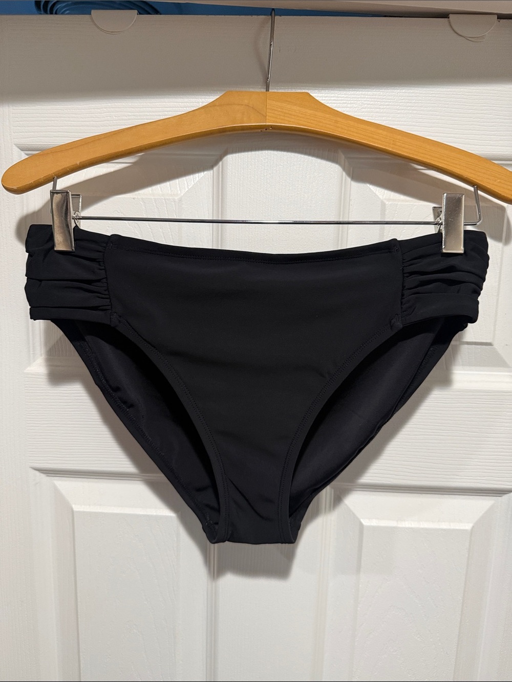 Aqua Green Black Ruched Side Bikini Bottoms